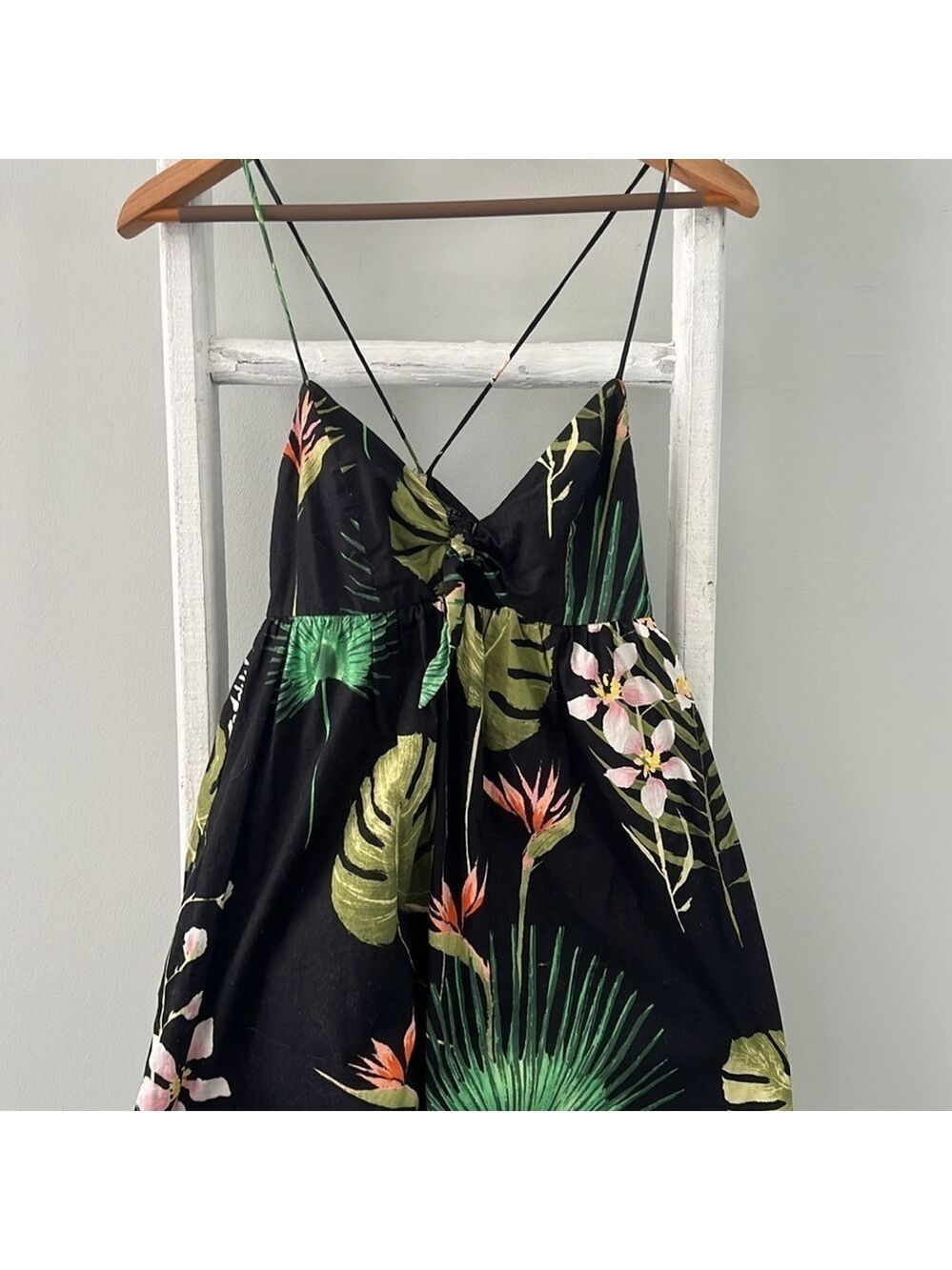 Zara Trafaluc tropical print cut out tie front sundress size medium - Picture 4 of 11